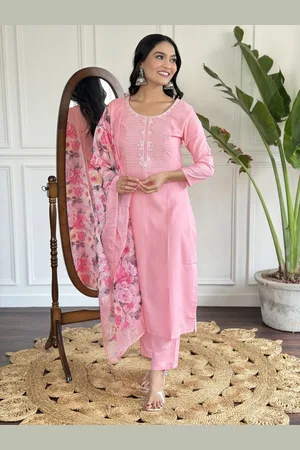 choiceit Women Ethnic Motifs Embroidered Regular Thread Work Kurta with Pyjamas & With Dupatta