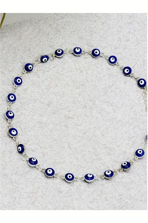 Joker & Witch Silver-Toned & Blue Evil Eye Choker Necklace