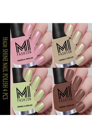 MI FASHION Set Of 4 Vernis A Ongles Ultra High Glass HD 3D Shine Nail Polish - Nude Pink, Base Nude, Mint, Brown Nude