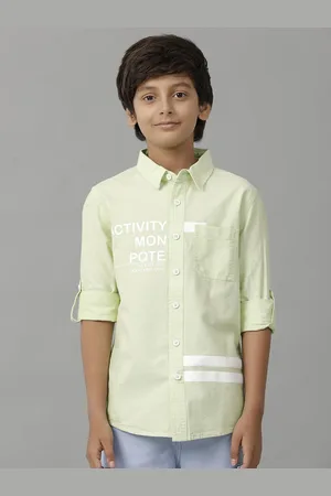 UNDER FOURTEEN ONLY Boys Spread Collar Typography Printed Cotton Casual Shirt