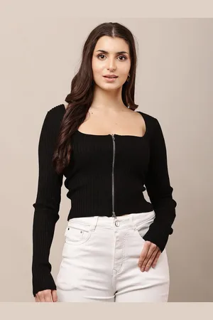 NoBarr Women Front Open with Zip Detail Sweater