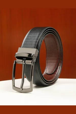 Teakwood Leathers Men Textured Leather Reversible Formal Belt