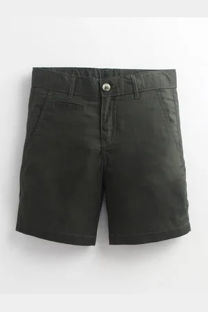 Cherry Crumble Boys Green Cotton Blended Shorts