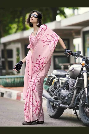 KIMISHA Floral Satin Saree