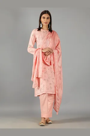 BARARA ETHNIC Floral Printed Thread Work Pure Cotton Kurta with Harem Pants & With Dupatta