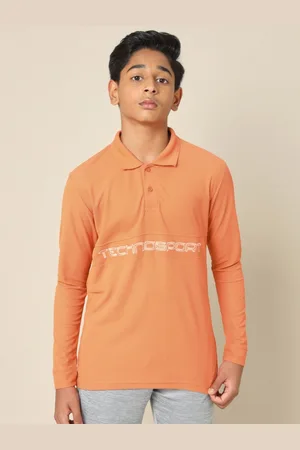 TECHNOSPORT Boys Typography Printed Polo Collar Pockets Slim Fit T-shirt