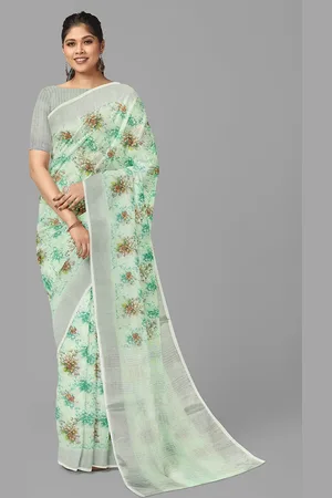 The Chennai Silks Floral Zari Linen Blend Bhagalpuri Saree