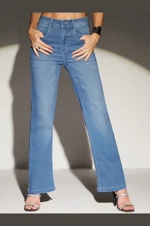 Miss Chase Women Wide Leg Light Fade Stretchable Jeans