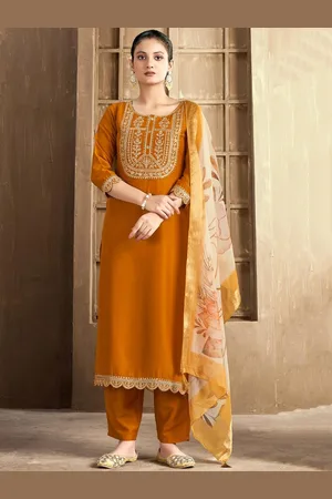 Mokosh Women Embroidered Regular Sequinned Kurta with Trousers & With Dupatta