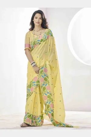 KIMISHA Floral Linen Blend Saree
