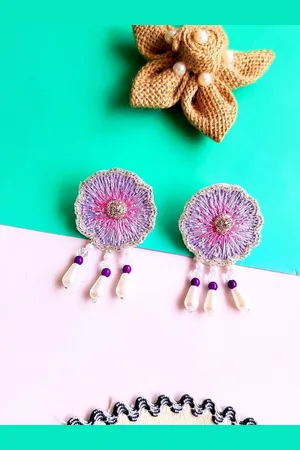 Sangria Beaded Bohemian Floral Drop Earrings