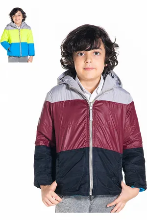 Cherry Crumble Kids Grey Colourblocked Reversible Hooded Padded Jacket