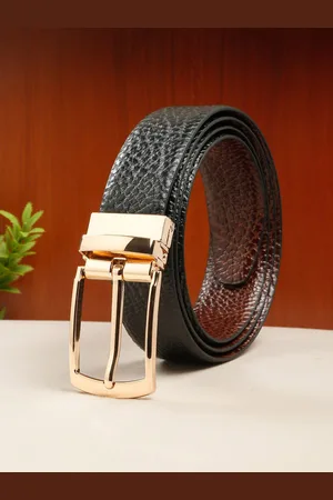 Teakwood Leathers Men Textured Leather Reversible Formal Belt
