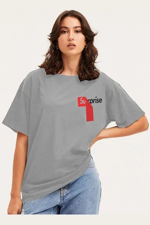 Moda Rapido Women Typography Printed Round Neck Cotton Oversized T-shirt