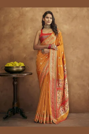KIMISHA Woven Design Zari Silk Blend Paithani Saree