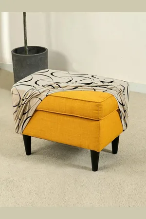 HOKIPO Beige Printed 140 GSM Stretchable Footstool Cover