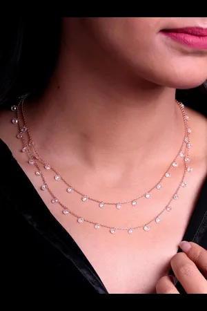 GIVA Sterling Silver Rose Gold-Plated Layered Necklace