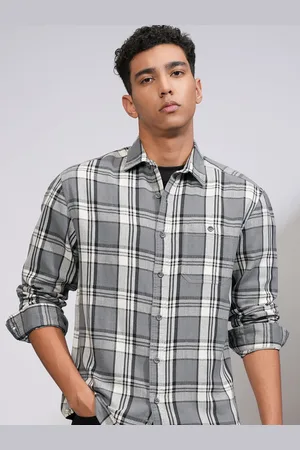 Highlander Men Relaxed Fit Spread Collar Tartan Checked Cotton Casual Shirt