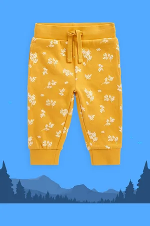 Mothercare Infant Girls Mustard Yellow Floral Print Organic Cotton Joggers