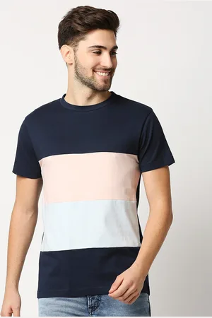 Bewakoof Men Black & Peach-Coloured Colourblocked T-shirt