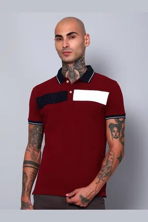 CANTABIL Typography Printed Polo Collar Cotton Regular Fit T-shirt