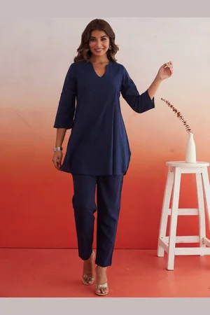 AUTUMN LANE V Neck Pure Cotton Top With Trouser