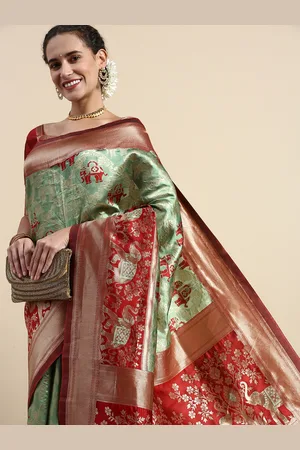 Lilots Ethnic Motifs Woven Design Banarasi Saree with Blouse Piece
