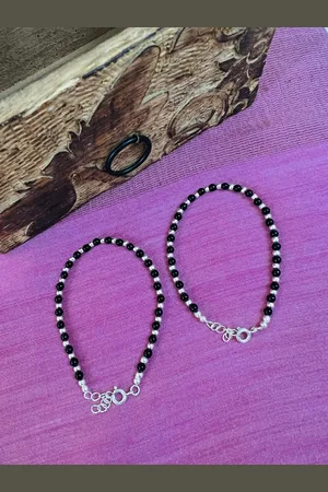 ARTE Kids 92.5 Sterling Silver Beaded Anklets