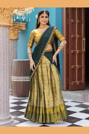 DrapeMall Semi-Stitched Lehenga & Unstitched Blouse With Dupatta