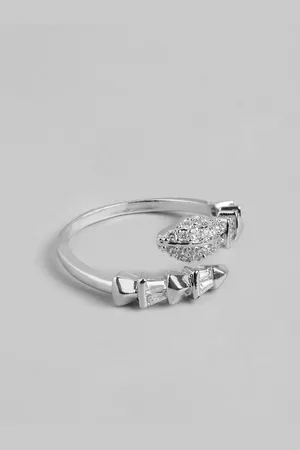 DressBerry Women Stone-Studded Snake-Shaped Adjustable Finger Ring
