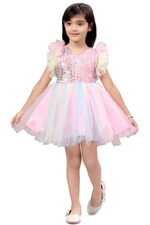 BAESD Girls Flutter Sleeve Net Fit & Flare Mini Dress