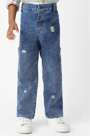Nauti Nati Boy Cotton Denim Cargo Jeans with Badge Detailing