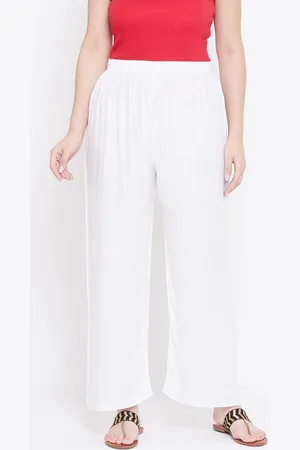 Castle Women White Solid Straight Palazzos