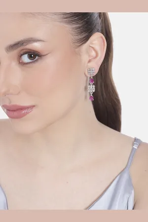 ESTELE Rhodium-Plated CZ Contemporary Drop Earrings