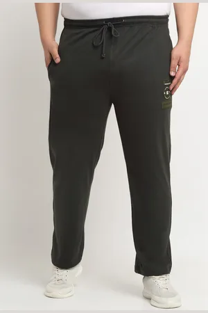 Pluss Men Plus Size Printed Details Straight Fit Cotton Track Pants