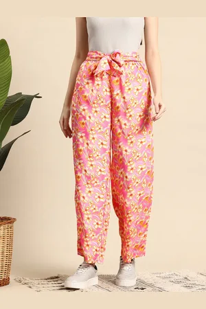Mast & Harbour Women Floral Printed Loose Fit High-Rise Trousers