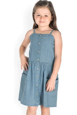 Cherry Crumble Girls Blue Solid A-Line Dress