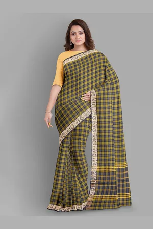 The Chennai Silks Checked Pure Cotton Fusion Chettinad Saree