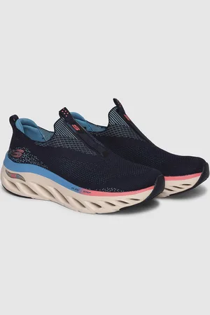 Skechers Women Navy Blue Woven Design Slip-On Sneakers