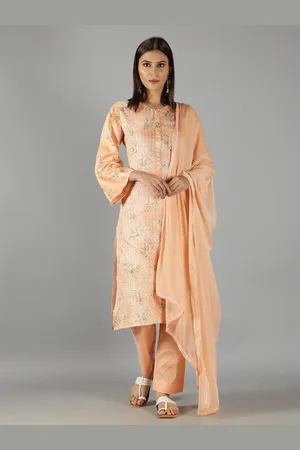 BARARA ETHNIC Floral Printed Thread Work Pure Cotton Kurta with Trousers & With Dupatta
