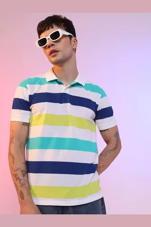 Highlander Men Striped Polo Collar Slim Fit T-shirt