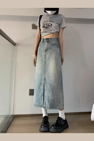 DressBerry Denim A-Line Midi Skirt