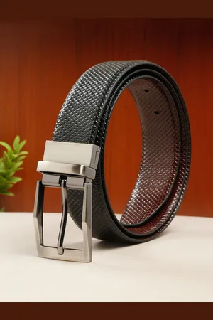 Teakwood Leathers Men Textured Leather Reversible Formal Belt