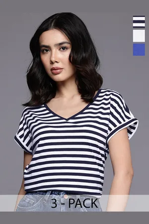 Next Pack Of 3 V-Neck Extended Sleeves Pure Cotton T-shirt