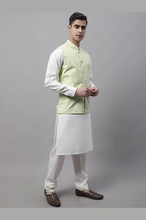 Jompers Men Kurta & Pyjamas With Chikankari Nehru Jacket