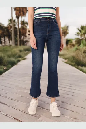 DressBerry Women Street Cool Bootcut Light Faded Jeans