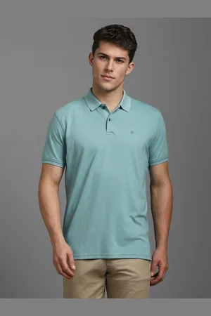 Louis Philippe Men Self Design Polo Collar Cotton Slim Fit T-shirt
