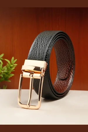 Teakwood Leathers Men Textured Leather Reversible Formal Belt