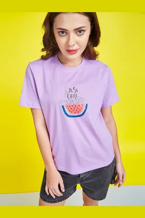 Mast & Harbour Women Graphic Printed Round Neck Cotton Oversized T-shirt
