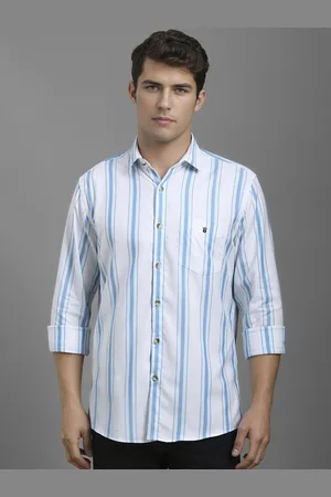 Louis Philippe Men Striped Long Sleeves Pure Cotton Casual Shirt